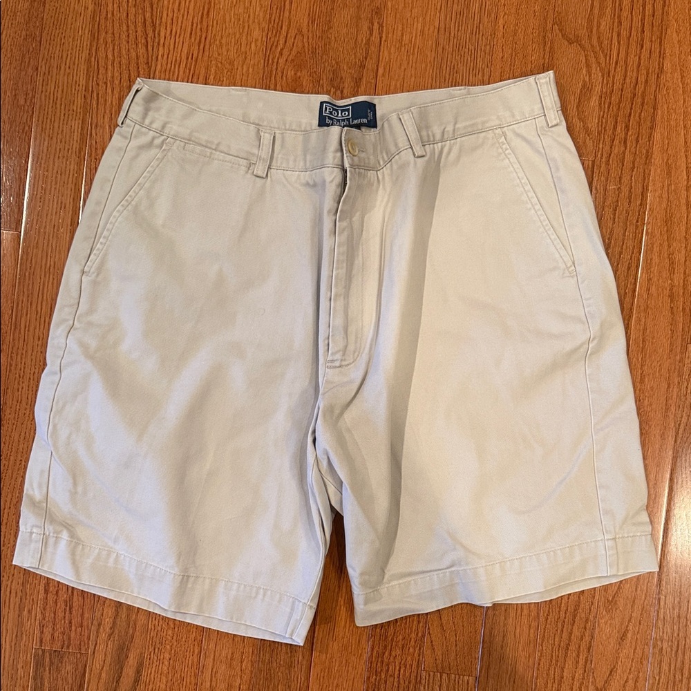 Polo by Ralph Lauren Men's Cream Flat Front Shorts